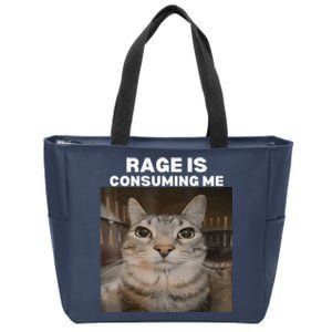 Rage Is Consuming Me Meme Cat Meme Internet Memes Funny Meme Zip Tote Bag