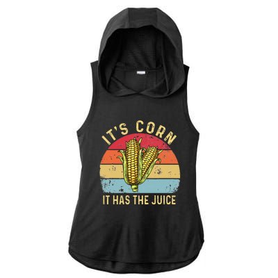 Retro It`s Corn It Has The Juice Funny Corn Trendy Ladies PosiCharge Tri-Blend Wicking Draft Hoodie Tank