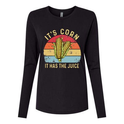 Retro It`s Corn It Has The Juice Funny Corn Trendy Womens Cotton Relaxed Long Sleeve T-Shirt