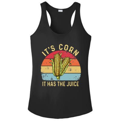 Retro It`s Corn It Has The Juice Funny Corn Trendy Ladies PosiCharge Competitor Racerback Tank