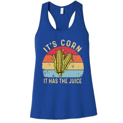 Retro It`s Corn It Has The Juice Funny Corn Trendy Women's Racerback Tank