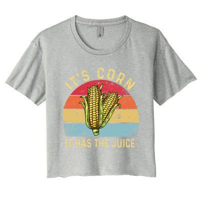 Retro It`s Corn It Has The Juice Funny Corn Trendy Women's Crop Top Tee