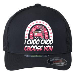 Rainbow I Choo Choo Choose You Valentines Day Train Gift Flexfit Unipanel Trucker Cap