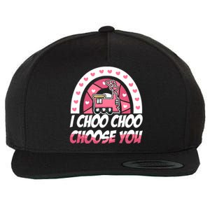 Rainbow I Choo Choo Choose You Valentines Day Train Gift Wool Snapback Cap