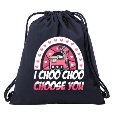 Rainbow I Choo Choo Choose You Valentines Day Train Gift Drawstring Bag