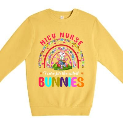 Rainbow I Care For The Cutest Bunnies Nicu Nurse Easter Day Cute Gift Premium Crewneck Sweatshirt