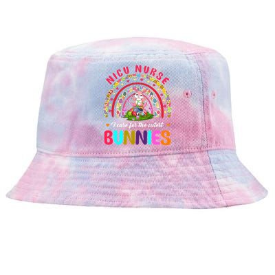 Rainbow I Care For The Cutest Bunnies Nicu Nurse Easter Day Cute Gift Tie-Dyed Bucket Hat