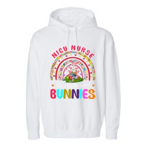 Rainbow I Care For The Cutest Bunnies Nicu Nurse Easter Day Cute Gift Garment-Dyed Fleece Hoodie