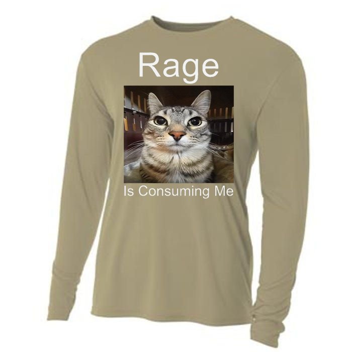 Rage Is Consuming Me Silly Staring Cat Meme Cooling Performance Long Sleeve Crew