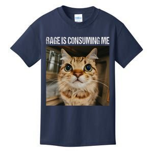 Rage Is Consuming Me Silly Funny Cat Meme Kids T-Shirt