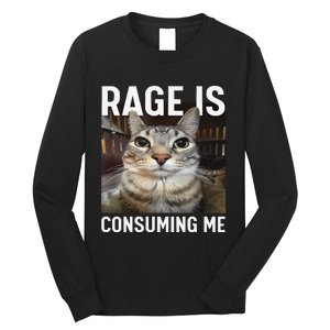 Rage Is Consuming Me Funny Cat Meme Gift Long Sleeve Shirt