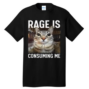 Rage Is Consuming Me Funny Cat Meme Gift Tall T-Shirt