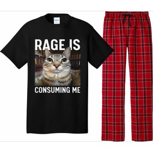 Rage Is Consuming Me Funny Cat Meme Gift Pajama Set