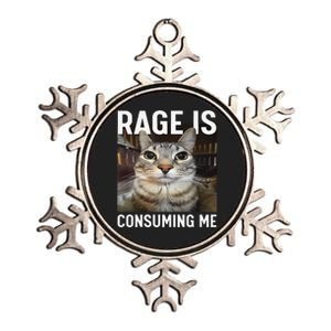 Rage Is Consuming Me Funny Cat Meme Gift Metallic Star Ornament