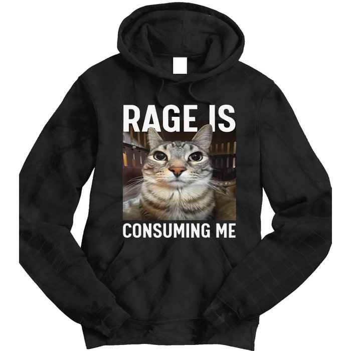 Rage Is Consuming Me Funny Cat Meme Gift Tie Dye Hoodie