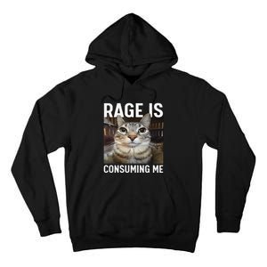 Rage Is Consuming Me Funny Cat Meme Gift Tall Hoodie