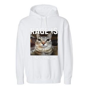 Rage Is Consuming Me Funny Cat Meme Gift Garment-Dyed Fleece Hoodie