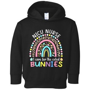 Rainbow I Care For The Cutest Bunnies NICU Nurse Easter Day Toddler Hoodie