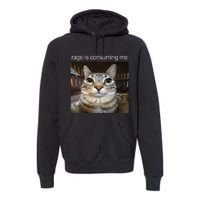 Rage Is Consuming Me Silly Staring Cat Meme Premium Hoodie