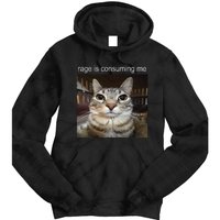 Rage Is Consuming Me Silly Staring Cat Meme Tie Dye Hoodie