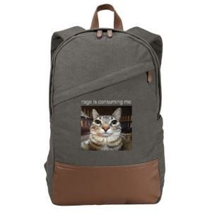 Rage Is Consuming Me Silly Staring Cat Meme Cotton Canvas Backpack