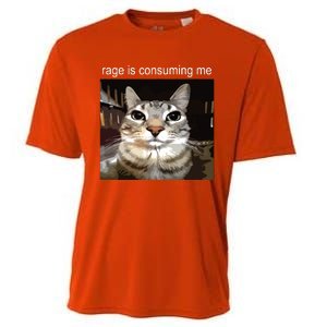 Rage Is Consuming Me Silly Staring Cat Meme Cooling Performance Crew T-Shirt