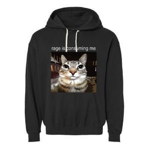 Rage Is Consuming Me Silly Staring Cat Meme Garment-Dyed Fleece Hoodie