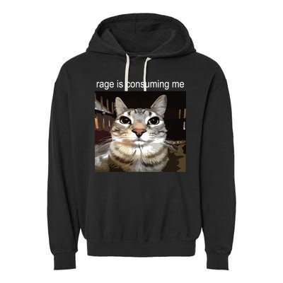 Rage Is Consuming Me Silly Staring Cat Meme Garment-Dyed Fleece Hoodie
