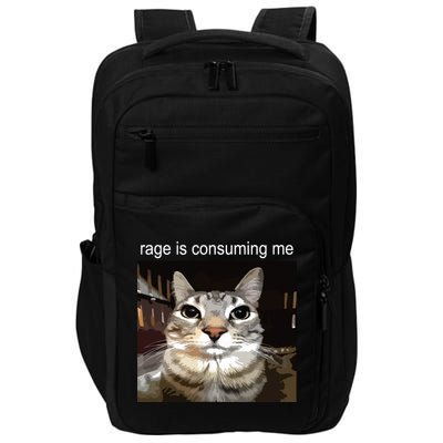 Rage Is Consuming Me Silly Staring Cat Meme Impact Tech Backpack