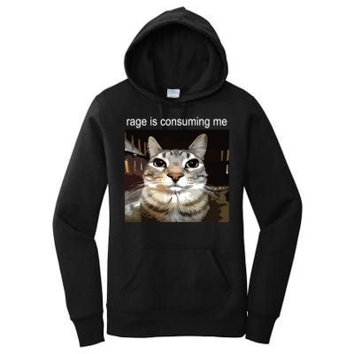 Rage Is Consuming Me Silly Staring Cat Meme Women's Pullover Hoodie