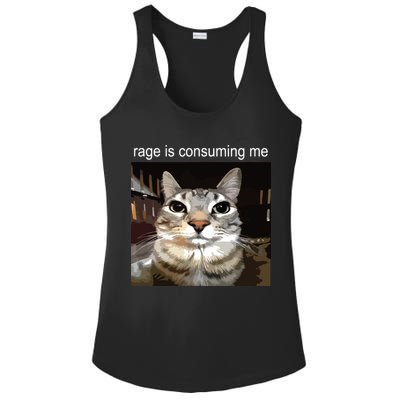 Rage Is Consuming Me Silly Staring Cat Meme Ladies PosiCharge Competitor Racerback Tank