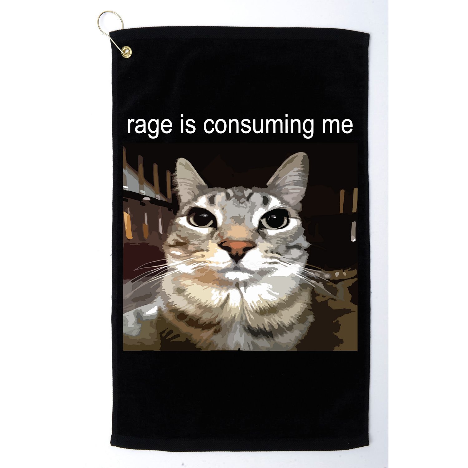 Rage Is Consuming Me Silly Staring Cat Meme Golf Towel