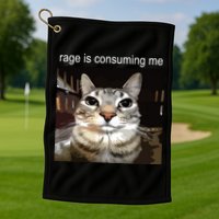 Rage Is Consuming Me Silly Staring Cat Meme Golf Towel
