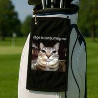 Rage Is Consuming Me Silly Staring Cat Meme Golf Towel