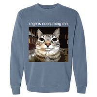 Rage Is Consuming Me Silly Staring Cat Meme Garment-Dyed Sweatshirt