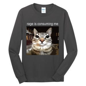 Rage Is Consuming Me Silly Staring Cat Meme Tall Long Sleeve T-Shirt