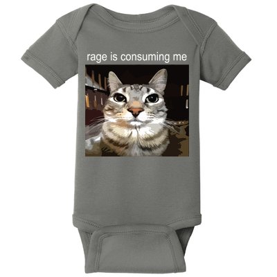 Rage Is Consuming Me Silly Staring Cat Meme Baby Bodysuit