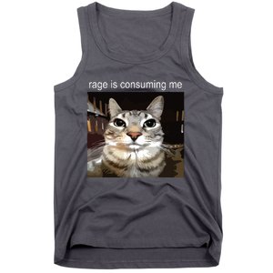 Rage Is Consuming Me Silly Staring Cat Meme Tank Top