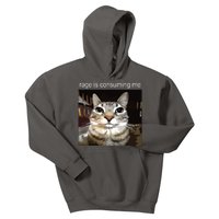 Rage Is Consuming Me Silly Staring Cat Meme Kids Hoodie