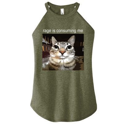 Rage Is Consuming Me Silly Staring Cat Meme Women’s Perfect Tri Rocker Tank