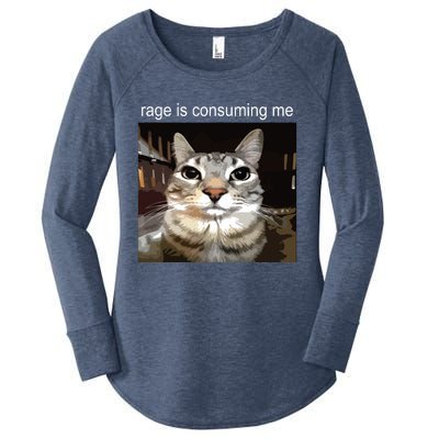 Rage Is Consuming Me Silly Staring Cat Meme Women's Perfect Tri Tunic Long Sleeve Shirt