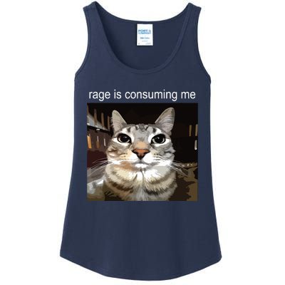 Rage Is Consuming Me Silly Staring Cat Meme Ladies Essential Tank