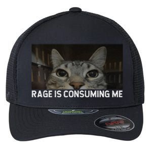 Rage Is Consuming Me Cat Meme Silly Staring Cat Funny Meme Flexfit Unipanel Trucker Cap