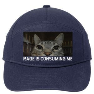 Rage Is Consuming Me Cat Meme Silly Staring Cat Funny Meme 7-Panel Snapback Hat