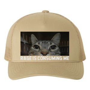 Rage Is Consuming Me Cat Meme Silly Staring Cat Funny Meme Yupoong Adult 5-Panel Trucker Hat