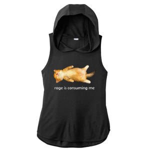 Rage Is Consuming Me Silly Sleepy Cat Meme Ladies PosiCharge Tri-Blend Wicking Draft Hoodie Tank