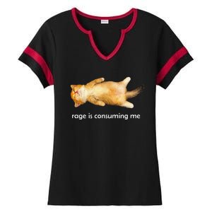 Rage Is Consuming Me Silly Sleepy Cat Meme Ladies Halftime Notch Neck Tee