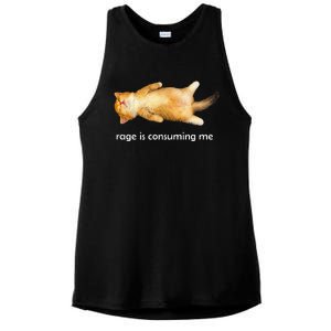 Rage Is Consuming Me Silly Sleepy Cat Meme Ladies PosiCharge Tri-Blend Wicking Tank