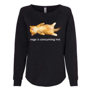 Rage Is Consuming Me Silly Sleepy Cat Meme Womens California Wash Sweatshirt