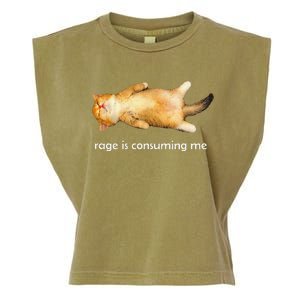 Rage Is Consuming Me Silly Sleepy Cat Meme Garment-Dyed Women's Muscle Tee